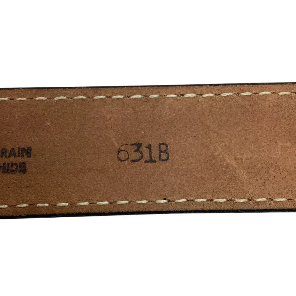 Justin Tooled Black Leather Belt Eagle Buckle Solid Brass Mens 28 Made In USA NW - Picture 7 of 9